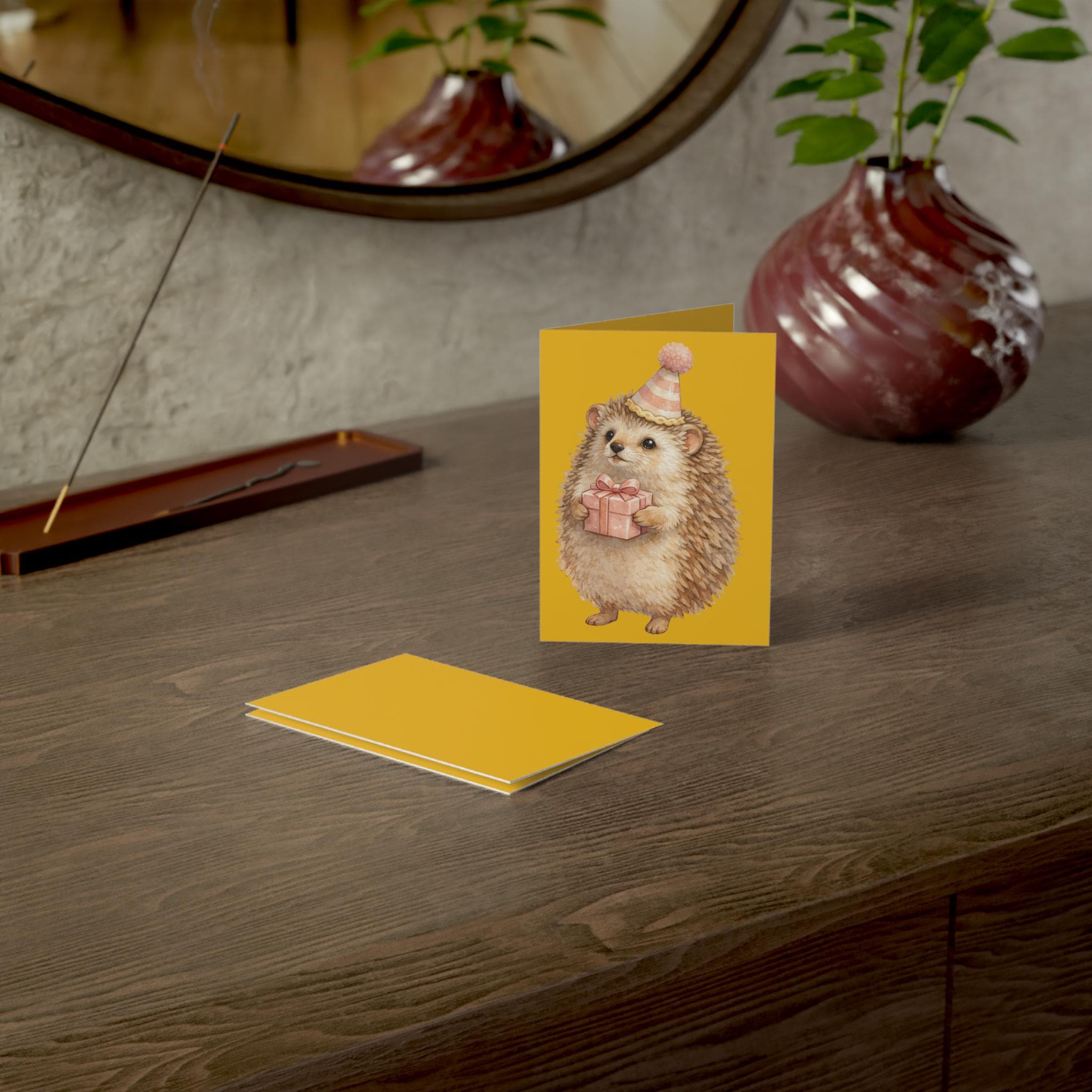 Watercolor Hedgehog Birthday Card greeting card | Hedgehug Woodland Illustration