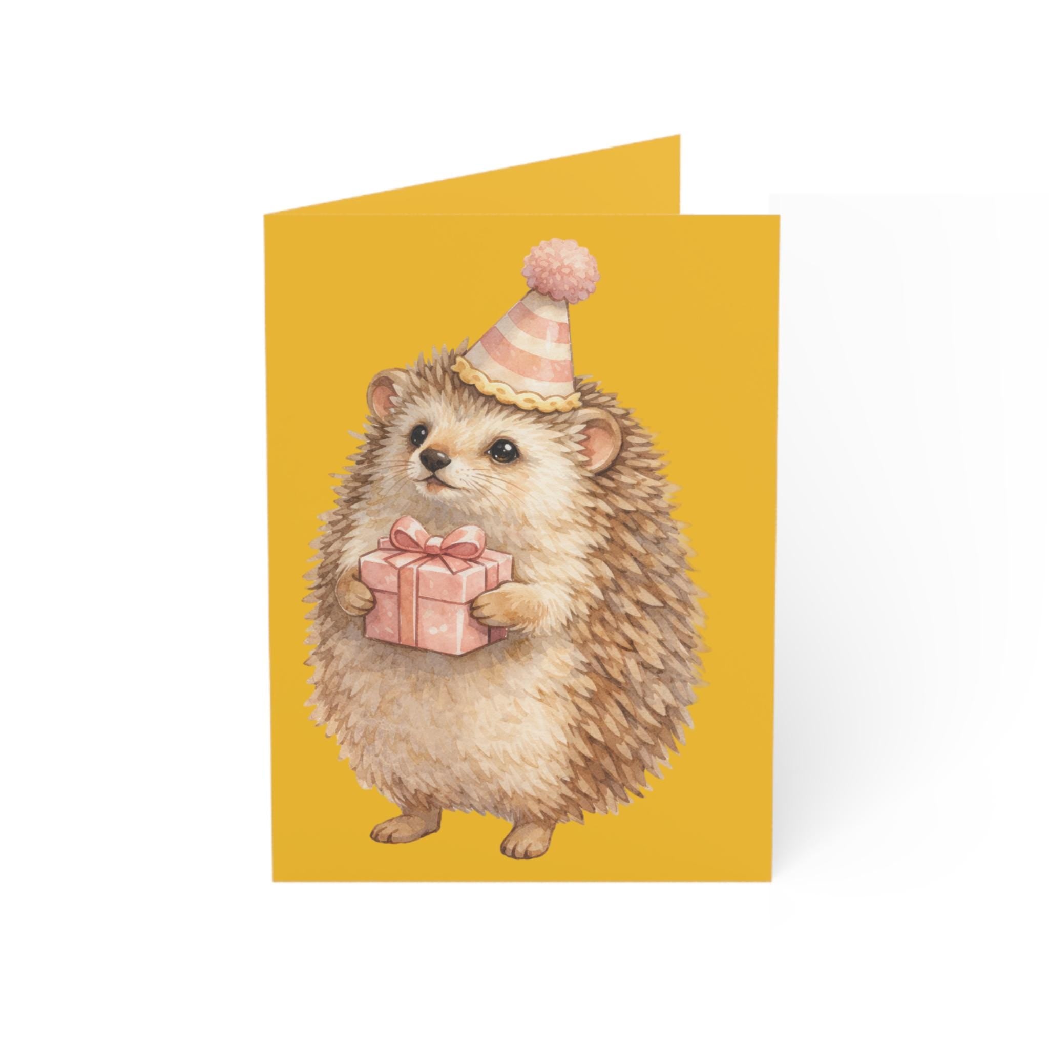 Watercolor Hedgehog Birthday Card greeting card | Hedgehug Woodland Illustration