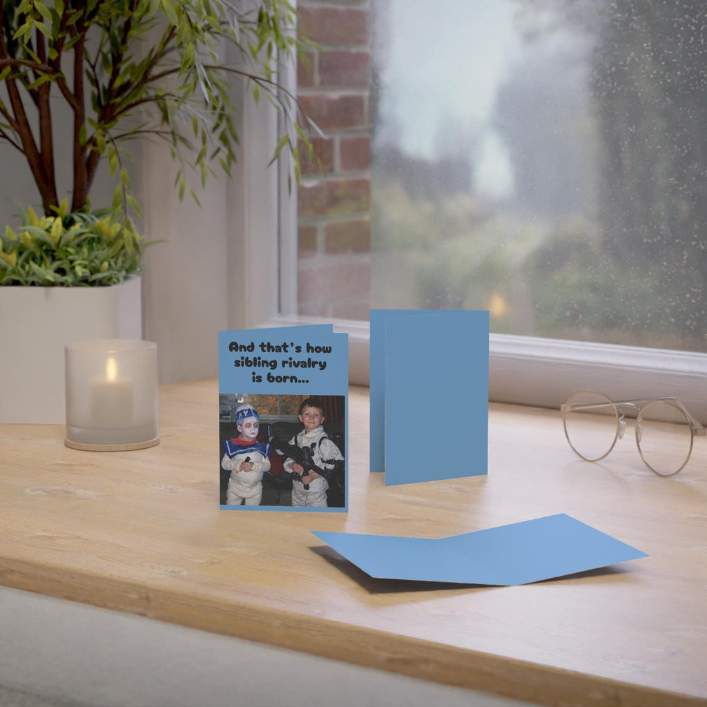 Younger Brother Blues Greeting Card, Retro Sibling Rivalry Halloween Costume