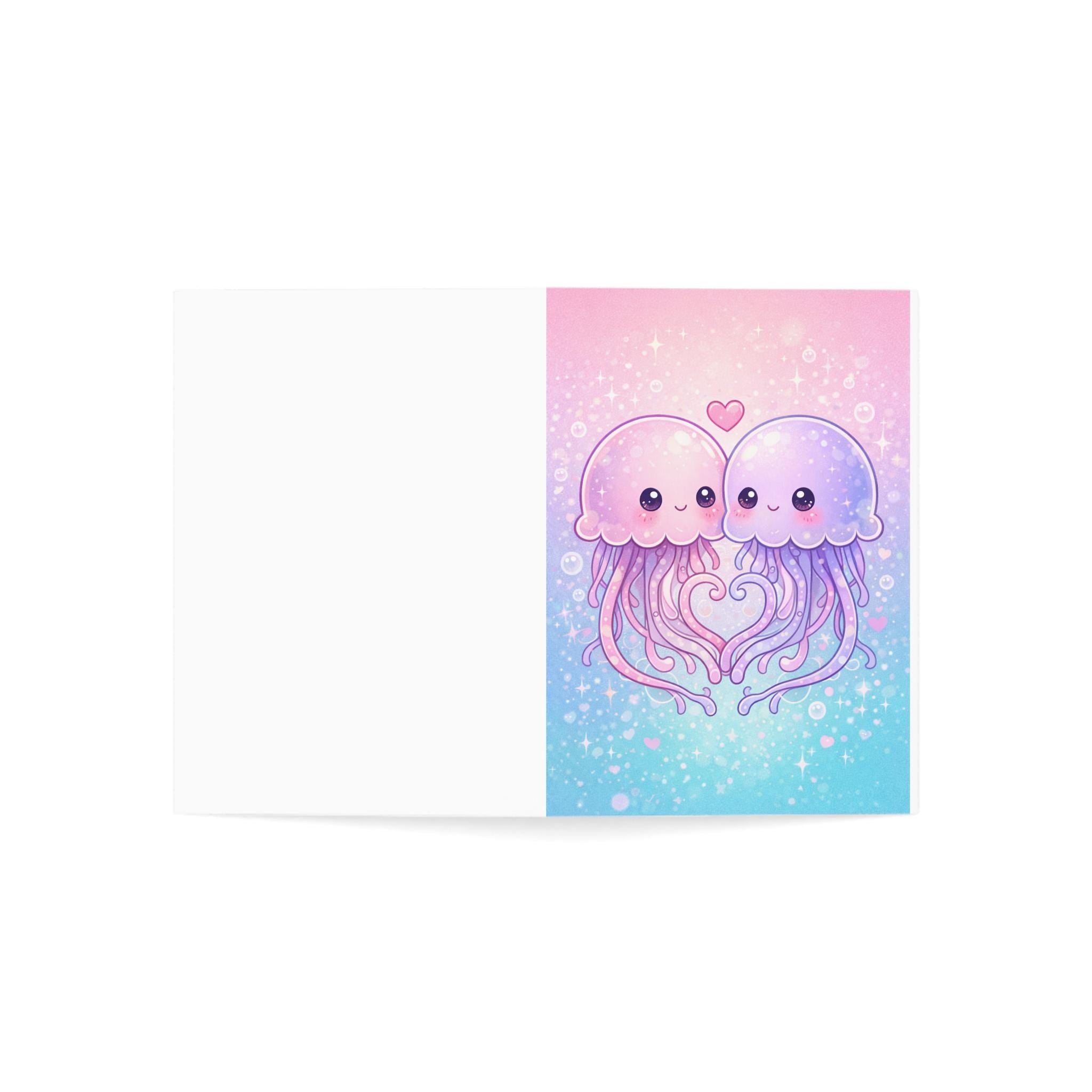 Pastel Jellyfish Heart Greeting Cards